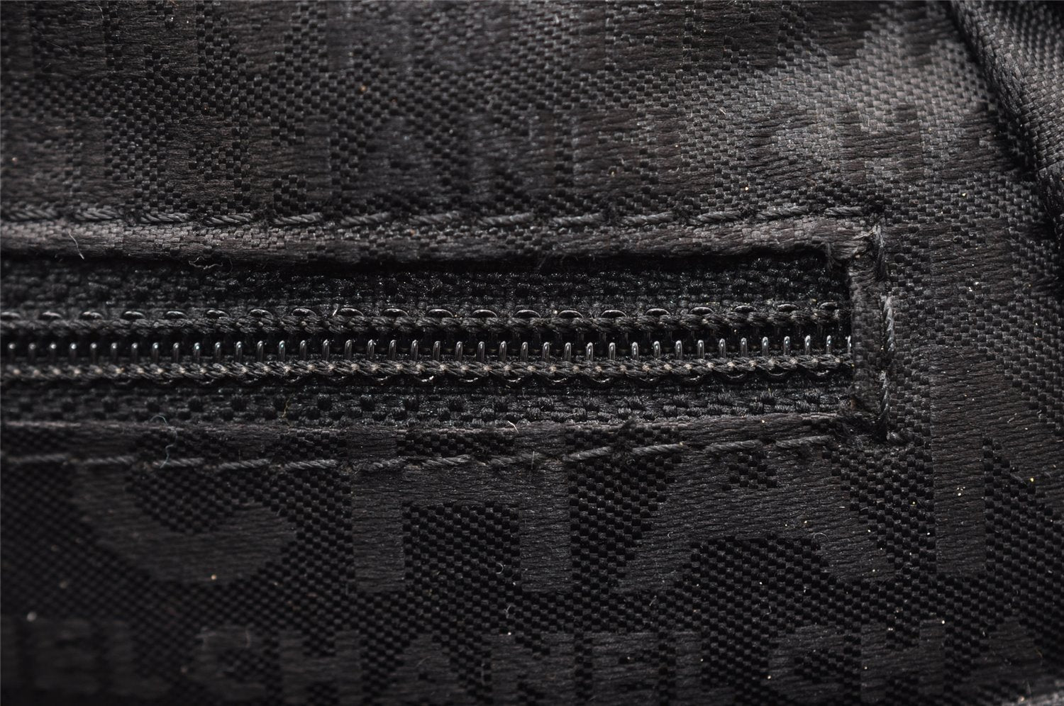 Authentic CHANEL Cotton Leather CoCo Mark Chain Hand Bag Purse Black 2644I