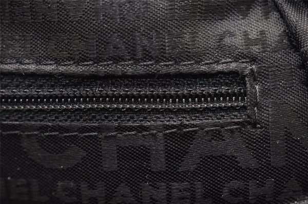 Authentic CHANEL Cotton Leather CoCo Mark Chain Hand Bag Purse Black 2644I