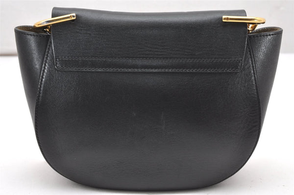 Authentic Chloe Drew Suede Leather Chain Shoulder Cross Body Bag Black 2644K