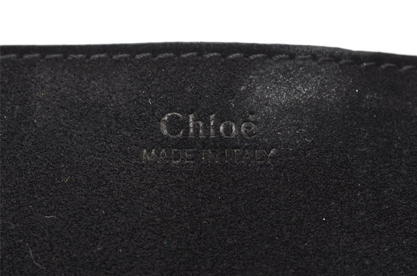 Authentic Chloe Drew Suede Leather Chain Shoulder Cross Body Bag Black 2644K