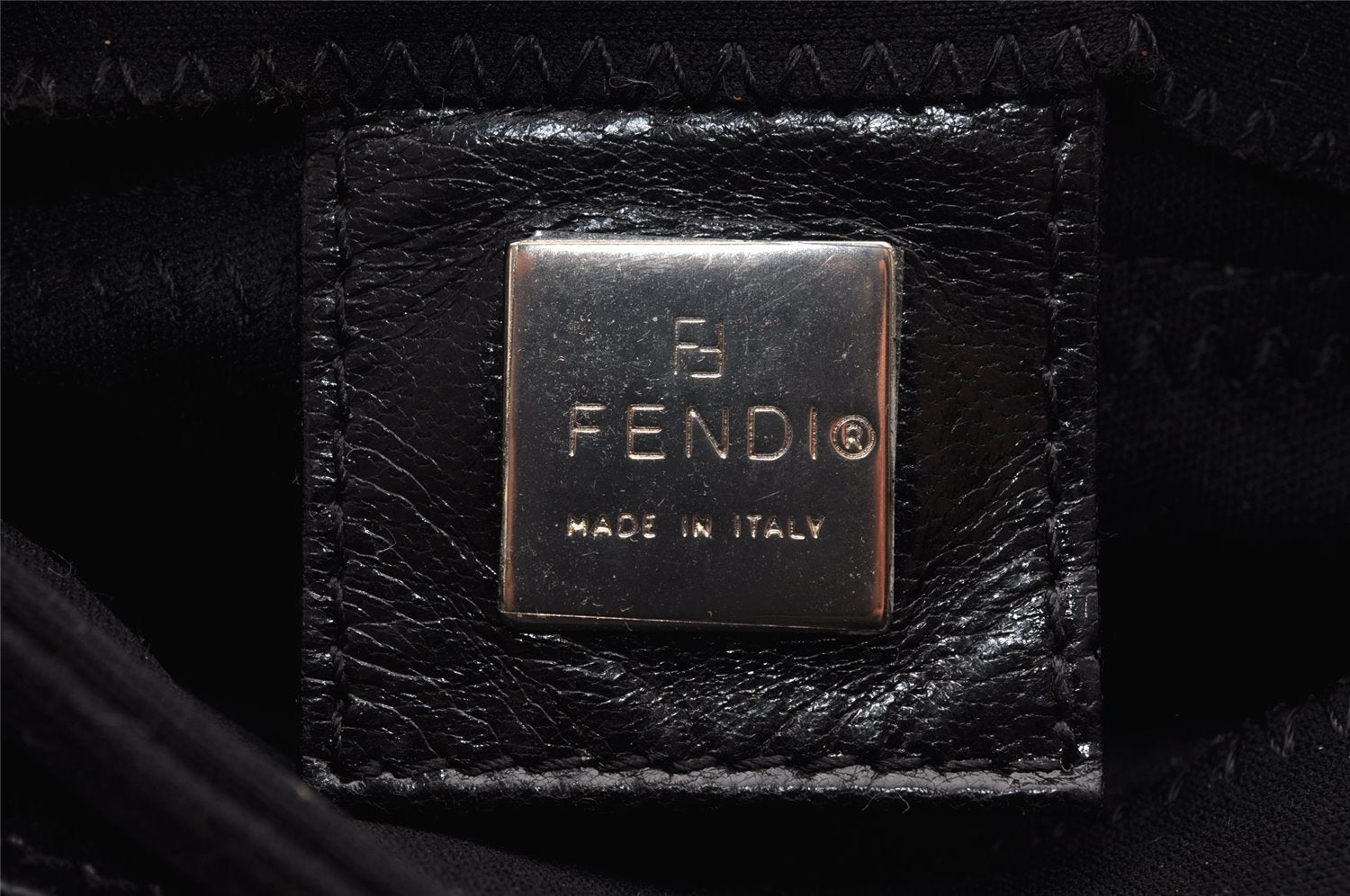 Authentic FENDI Vintage Shoulder Hand Bag Purse Jersey Leather Black 2645I