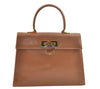 Authentic Salvatore Ferragamo Gancini Leather 2Way Shoulder Hand Bag Brown 2645K