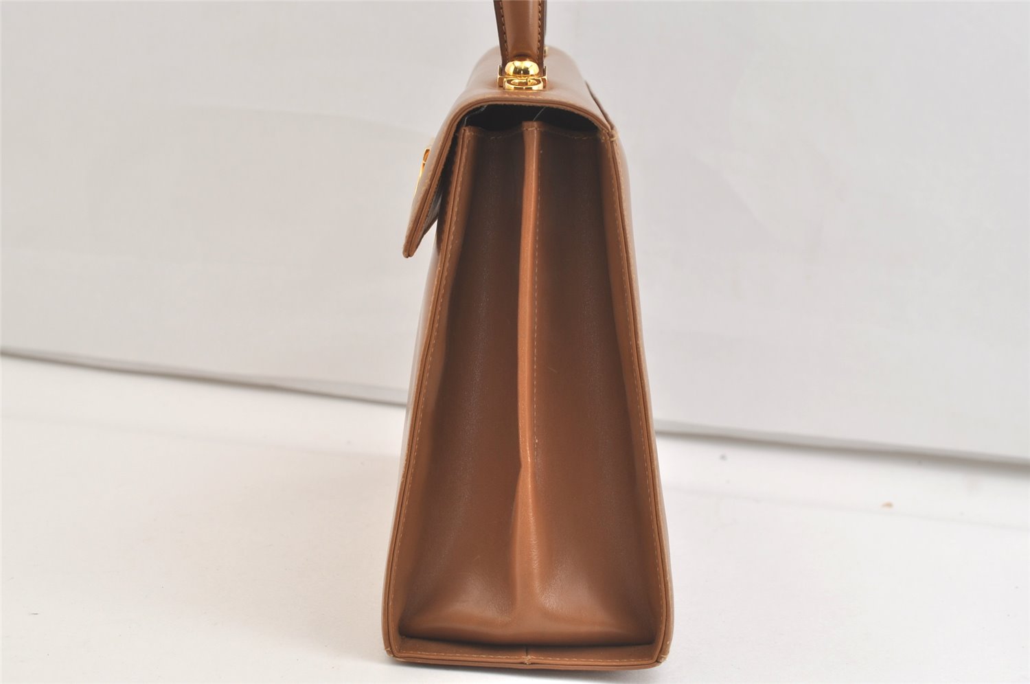 Authentic Salvatore Ferragamo Gancini Leather 2Way Shoulder Hand Bag Brown 2645K