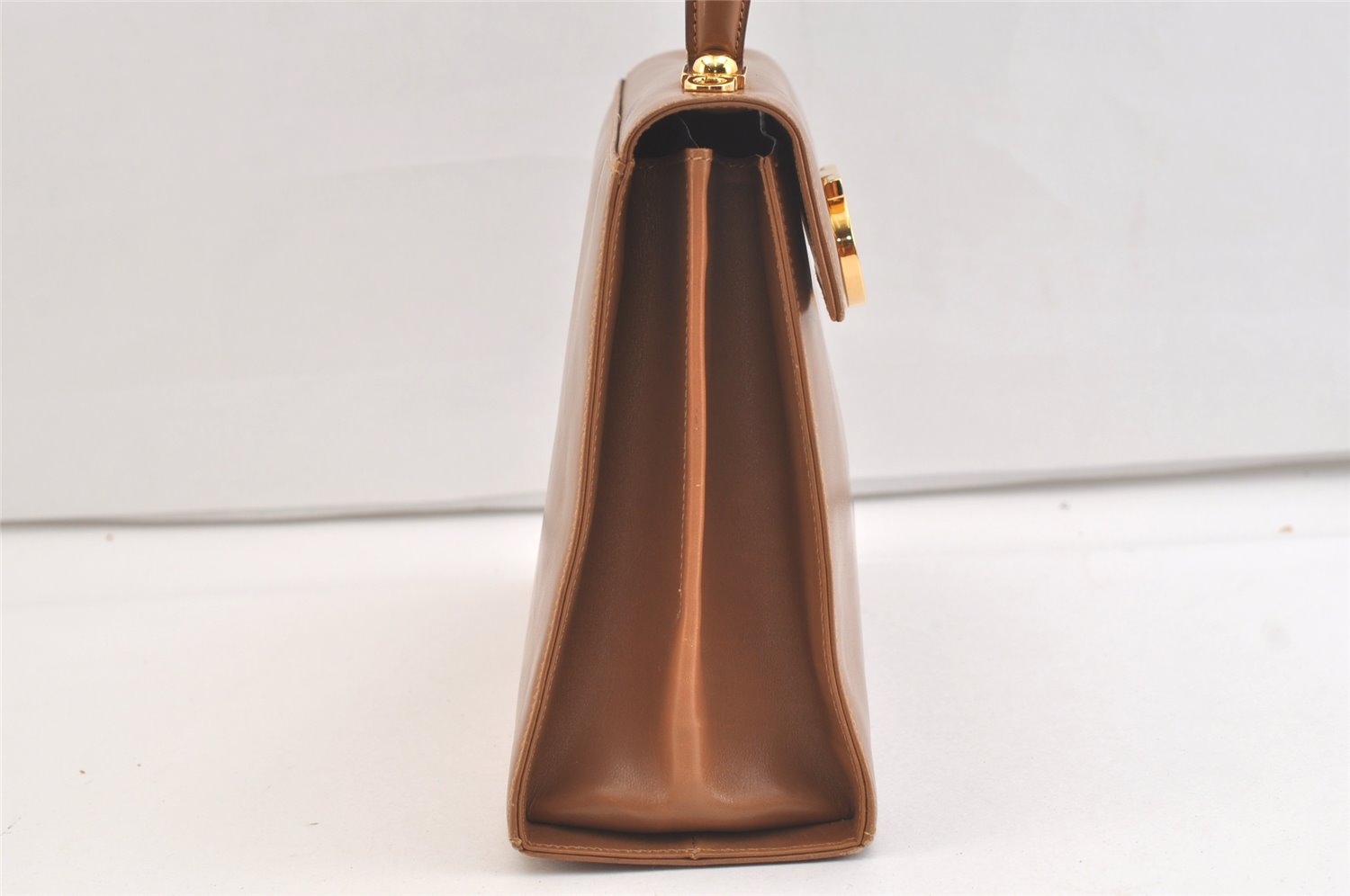 Authentic Salvatore Ferragamo Gancini Leather 2Way Shoulder Hand Bag Brown 2645K