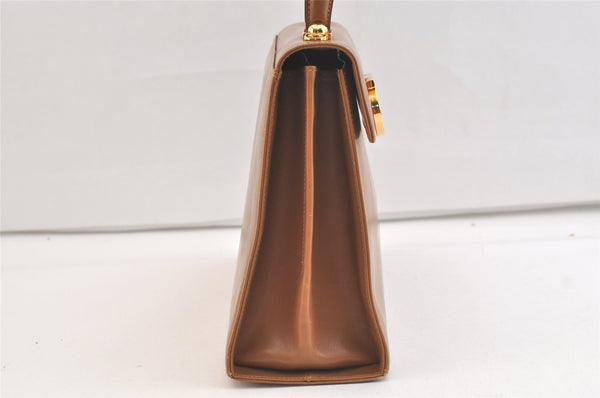 Authentic Salvatore Ferragamo Gancini Leather 2Way Shoulder Hand Bag Brown 2645K