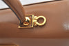 Authentic Salvatore Ferragamo Gancini Leather 2Way Shoulder Hand Bag Brown 2645K