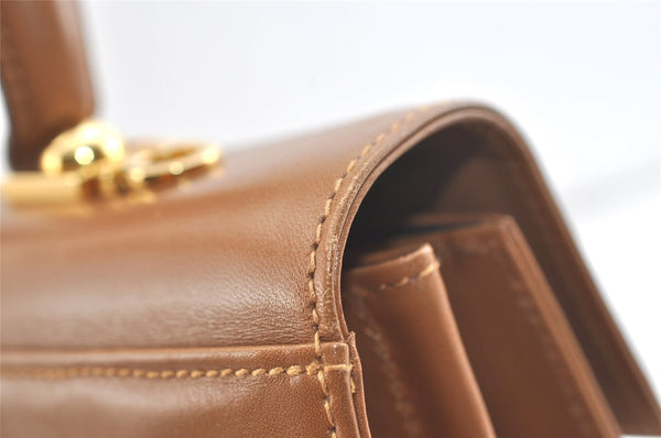 Authentic Salvatore Ferragamo Gancini Leather 2Way Shoulder Hand Bag Brown 2645K