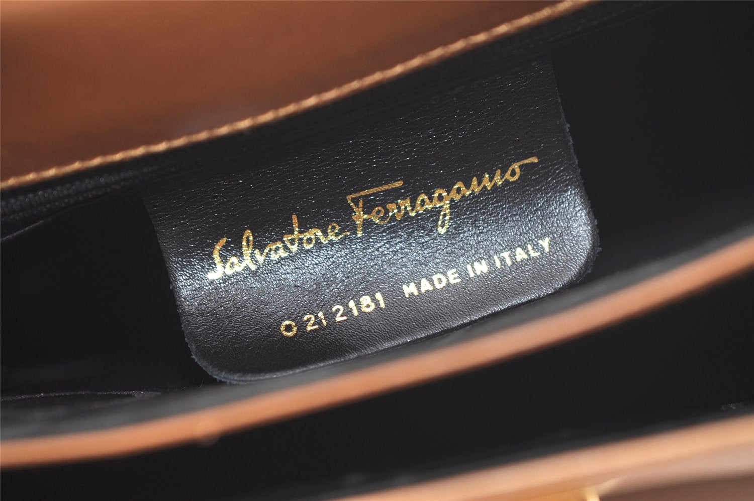 Authentic Salvatore Ferragamo Gancini Leather 2Way Shoulder Hand Bag Brown 2645K
