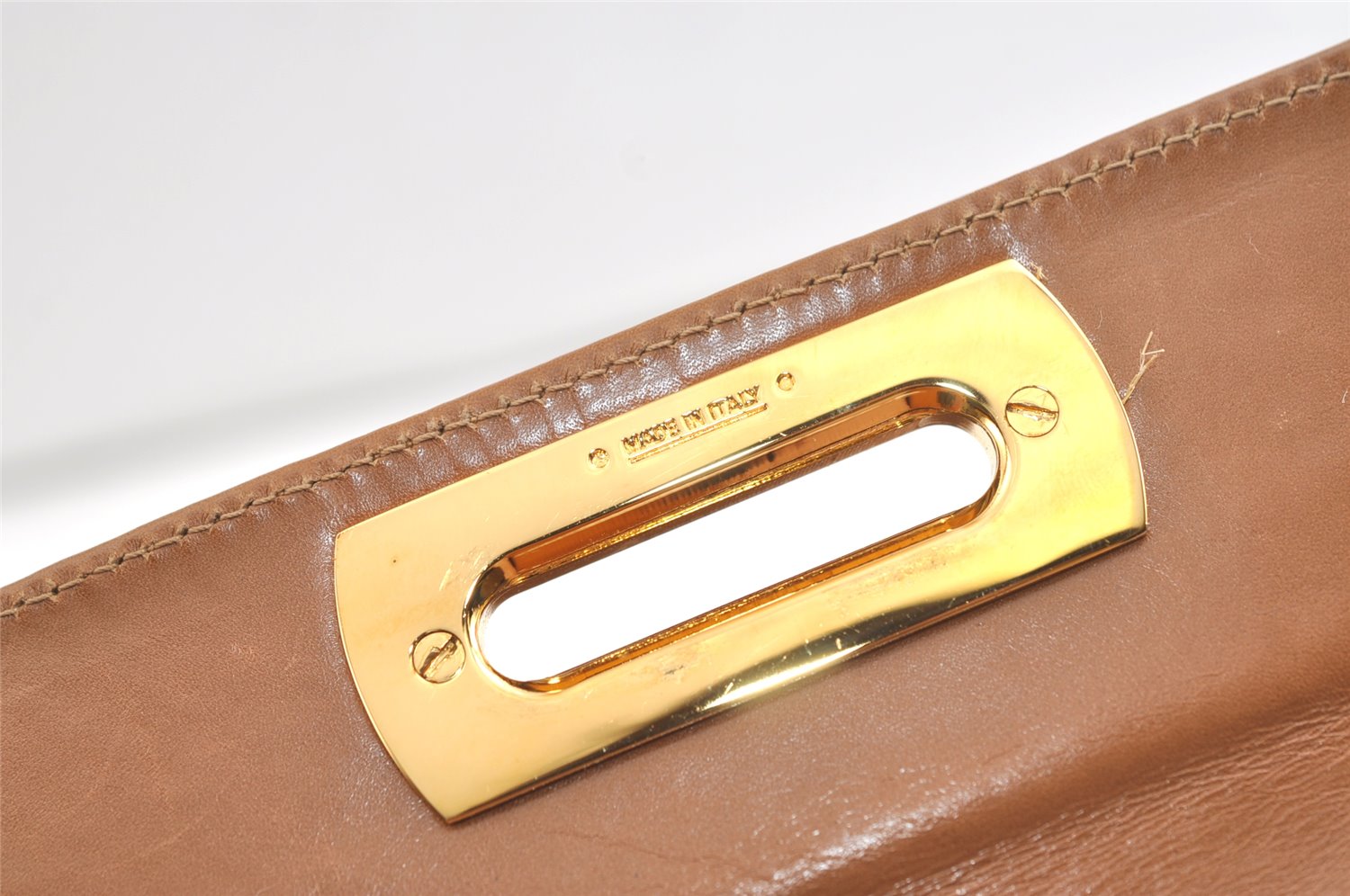 Authentic Salvatore Ferragamo Gancini Leather 2Way Shoulder Hand Bag Brown 2645K
