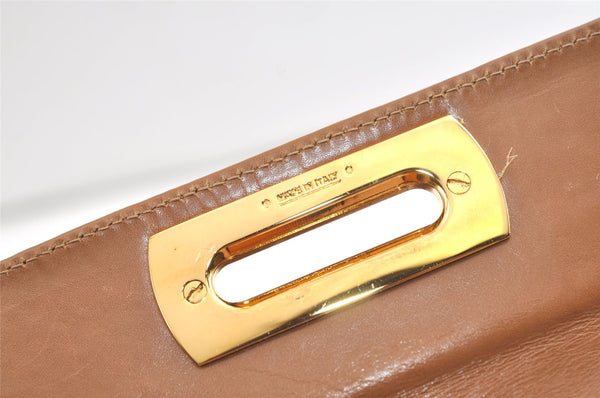 Authentic Salvatore Ferragamo Gancini Leather 2Way Shoulder Hand Bag Brown 2645K