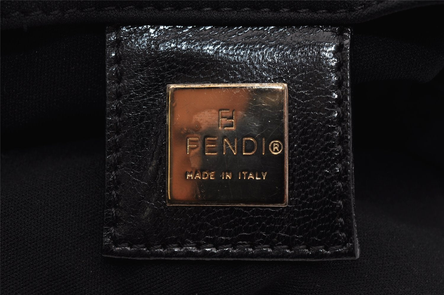 Authentic FENDI Vintage Jersey Leather Shoulder Tote Bag Purse Black 2646I