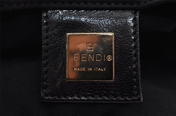 Authentic FENDI Vintage Jersey Leather Shoulder Tote Bag Purse Black 2646I