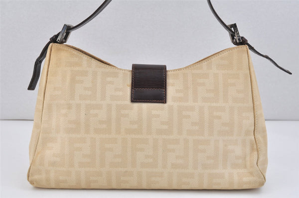 Authentic FENDI Vintage Zucca Shoulder Hand Bag Canvas Leather Beige 2646K