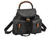 Authentic GUCCI Vintage Bamboo Drawstring Backpack Leather Black 2647K