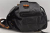 Authentic GUCCI Vintage Bamboo Drawstring Backpack Leather Black 2647K