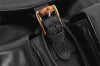 Authentic GUCCI Vintage Bamboo Drawstring Backpack Leather Black 2647K