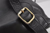 Authentic GUCCI Vintage Bamboo Drawstring Backpack Leather Black 2647K