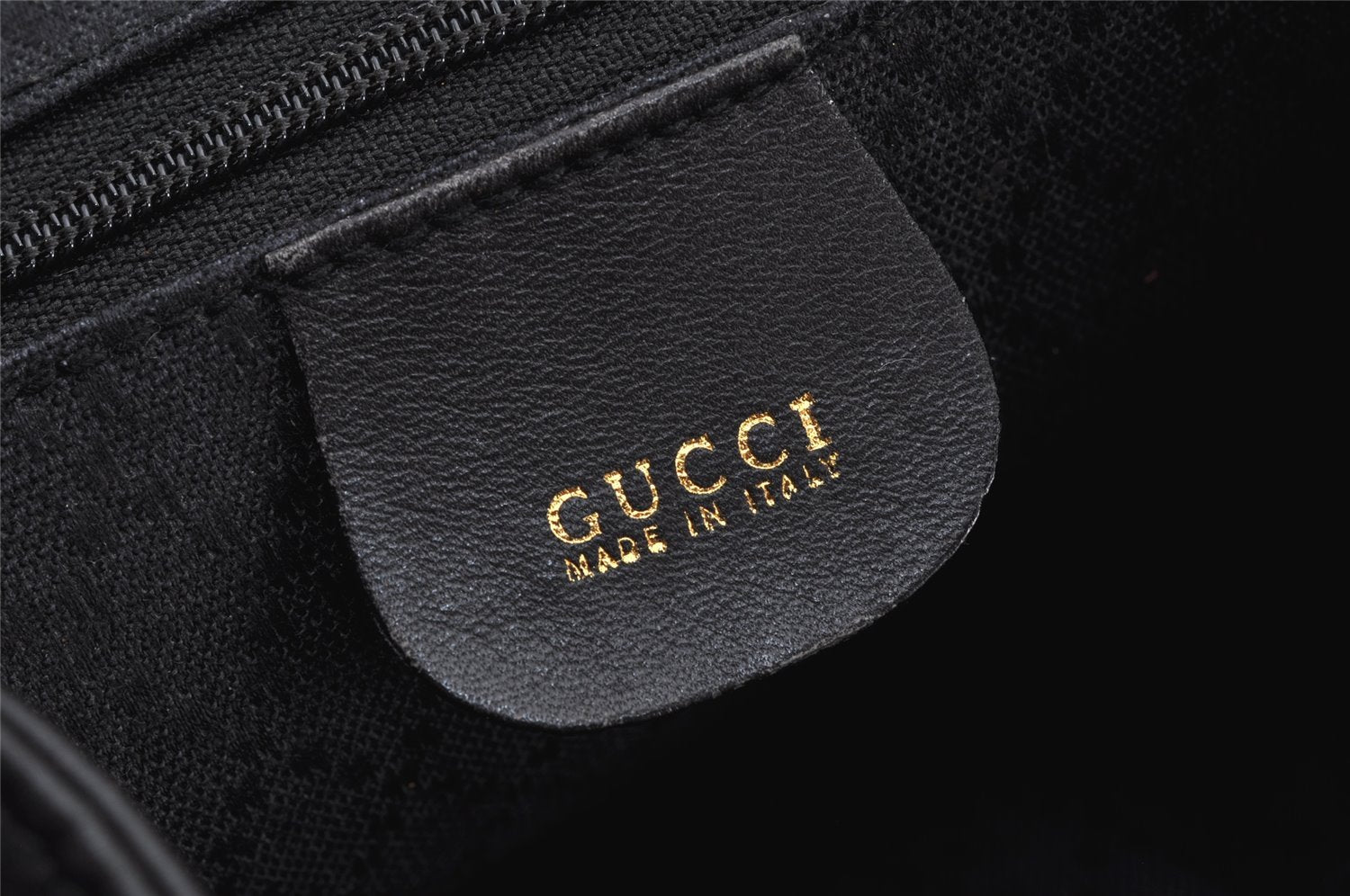 Authentic GUCCI Vintage Bamboo Drawstring Backpack Leather Black 2647K