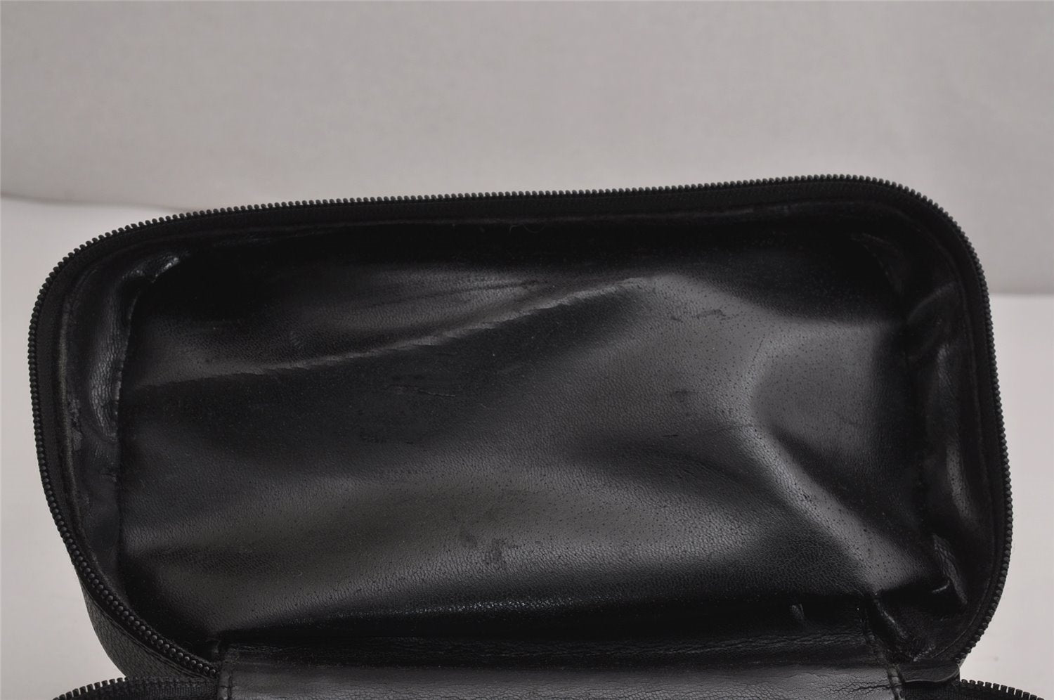 Authentic GUCCI Vintage Vanity Hand Bag Purse Leather Black Junk 2648J