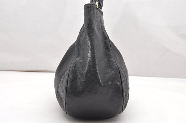 Authentic GUCCI Guccissima Charlotte Shoulder Bag GG Leather 203504 Black 2648K