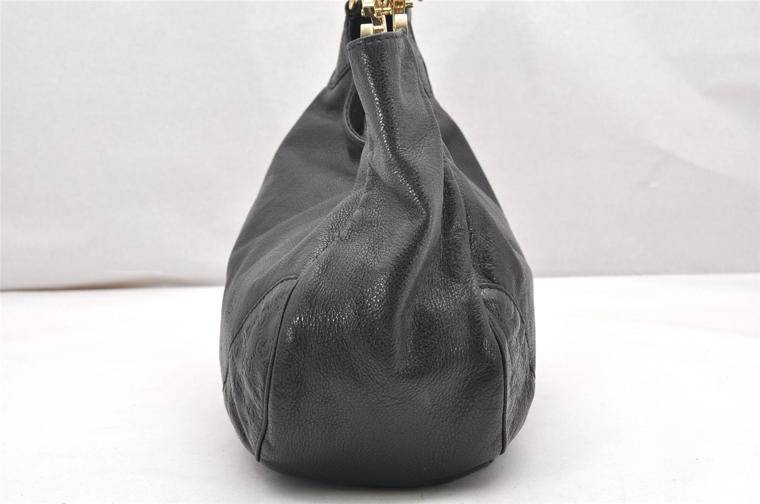 Authentic GUCCI Guccissima Charlotte Shoulder Bag GG Leather 203504 Black 2648K