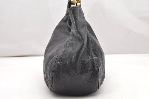 Authentic GUCCI Guccissima Charlotte Shoulder Bag GG Leather 203504 Black 2648K
