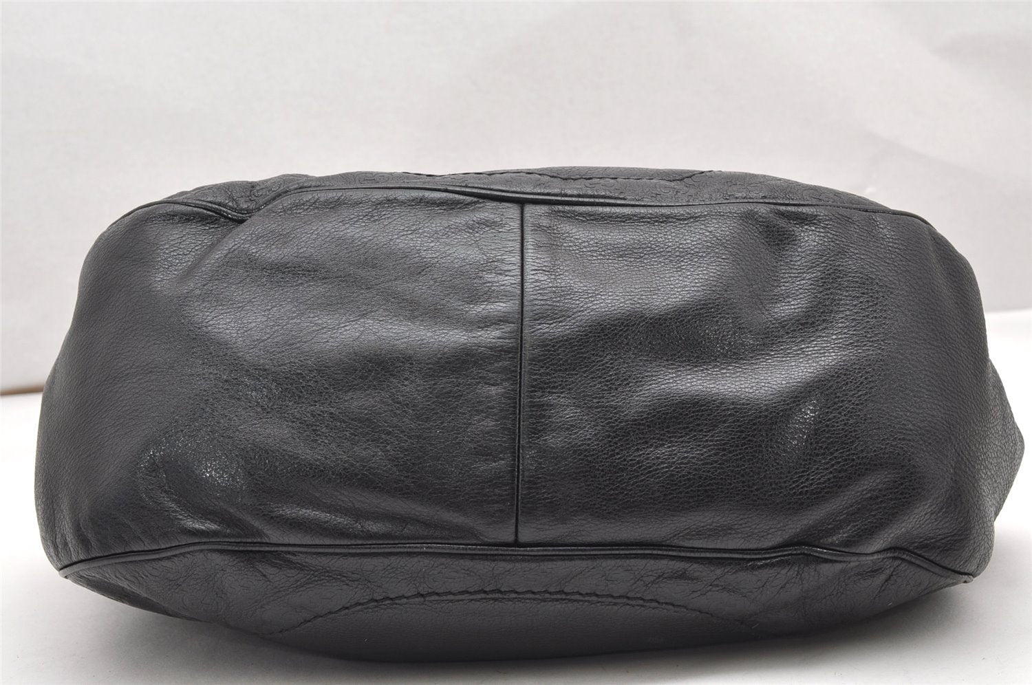 Authentic GUCCI Guccissima Charlotte Shoulder Bag GG Leather 203504 Black 2648K