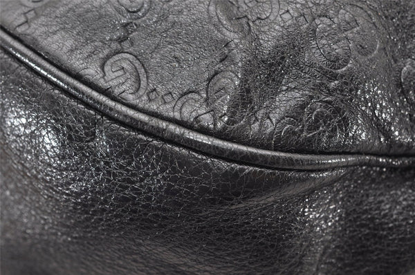 Authentic GUCCI Guccissima Charlotte Shoulder Bag GG Leather 203504 Black 2648K
