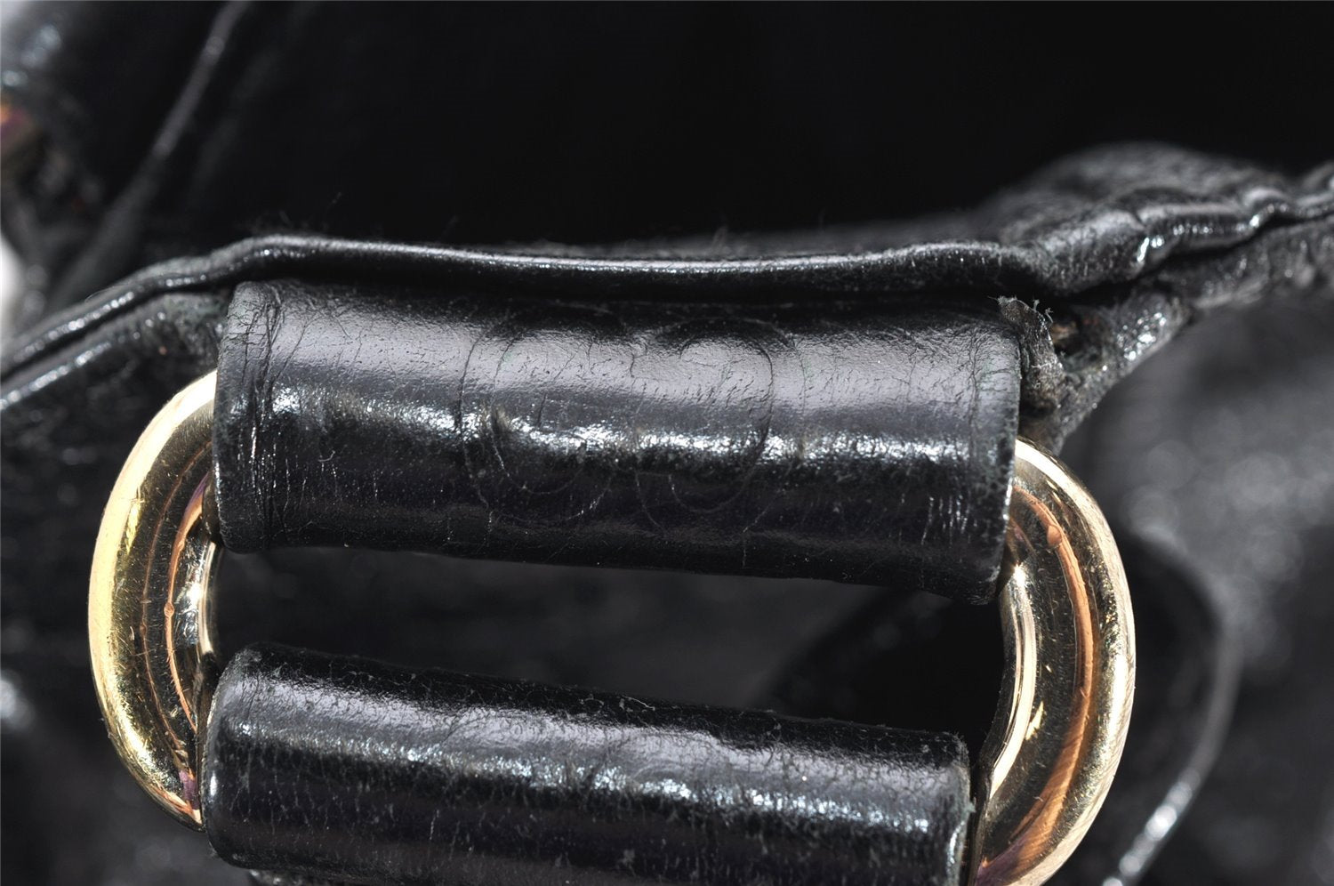 Authentic GUCCI Guccissima Charlotte Shoulder Bag GG Leather 203504 Black 2648K