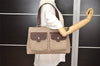 Authentic BALENCIAGA Signature BB Monogram Tote Bag Canvas Leather Brown 2649J