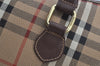 Authentic Burberrys Nova Check PVC Leather Hand Boston Bag Brown Beige 2650J