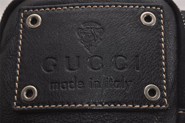 Authentic GUCCI Vintage Waist Body Bag Purse Leather 201846 Black 2651J