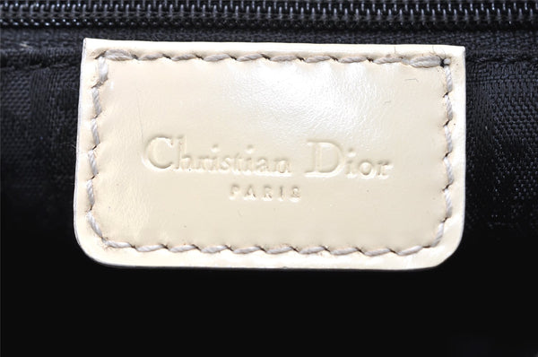 Auth Christian Dior Lady Dior Nylon Enamel Cannage 2Way Hand Bag Beige 2651K