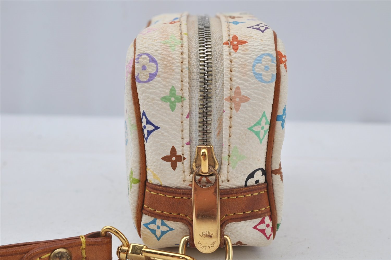 Auth Louis Vuitton Monogram Multicolor Trousse Wapiti Pouch M58033 White 2653J