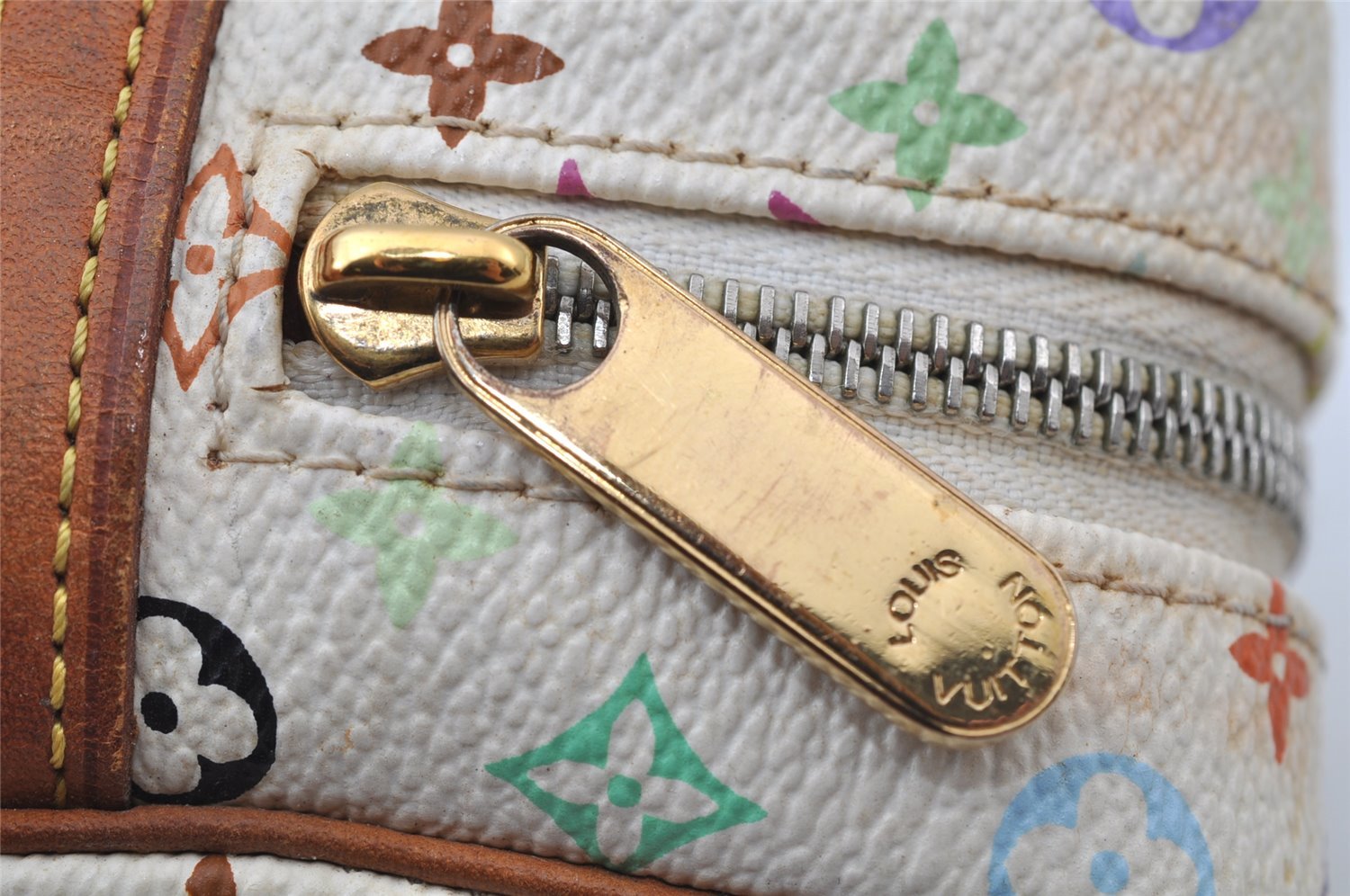 Auth Louis Vuitton Monogram Multicolor Trousse Wapiti Pouch M58033 White 2653J