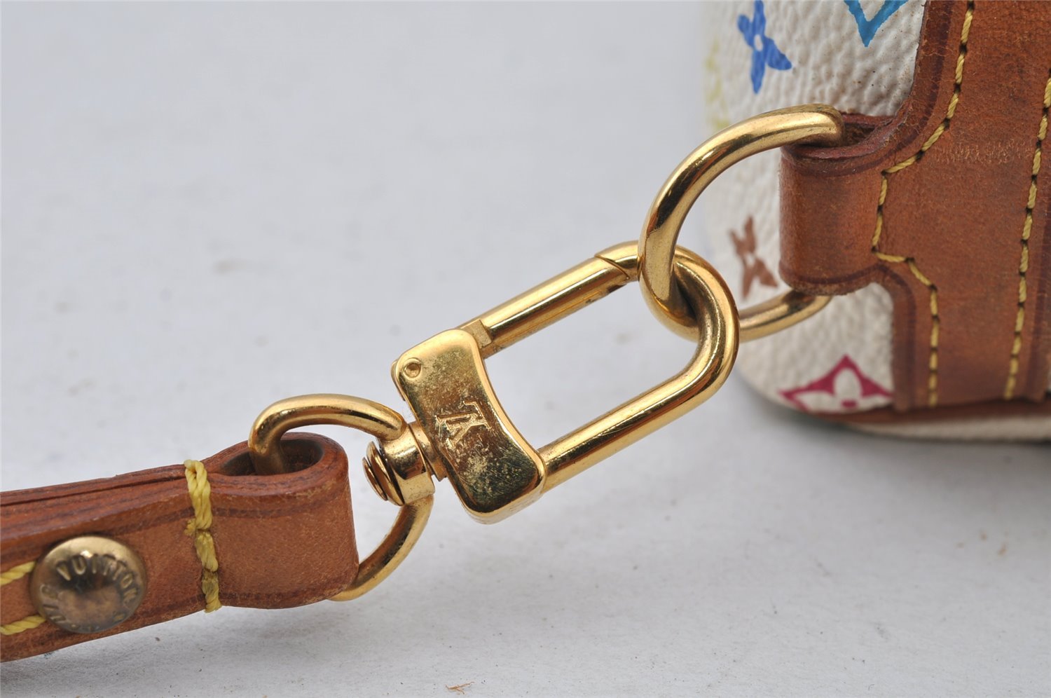 Auth Louis Vuitton Monogram Multicolor Trousse Wapiti Pouch M58033 White 2653J