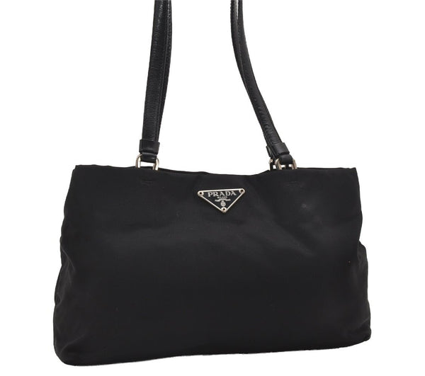 Authentic PRADA Nylon Tessuto Leather Shoulder Hand Bag Purse Black 2654J