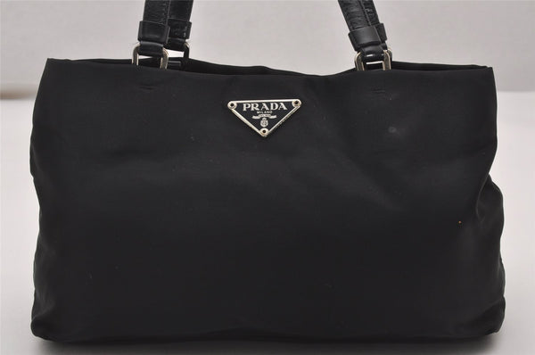 Authentic PRADA Nylon Tessuto Leather Shoulder Hand Bag Purse Black 2654J