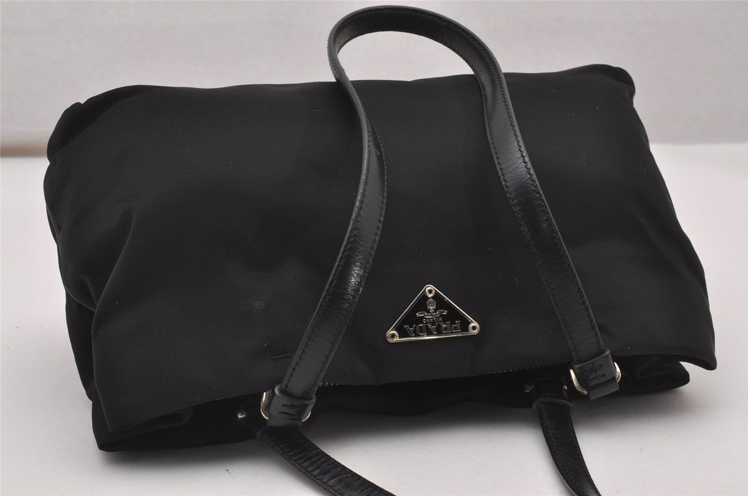 Authentic PRADA Nylon Tessuto Leather Shoulder Hand Bag Purse Black 2654J