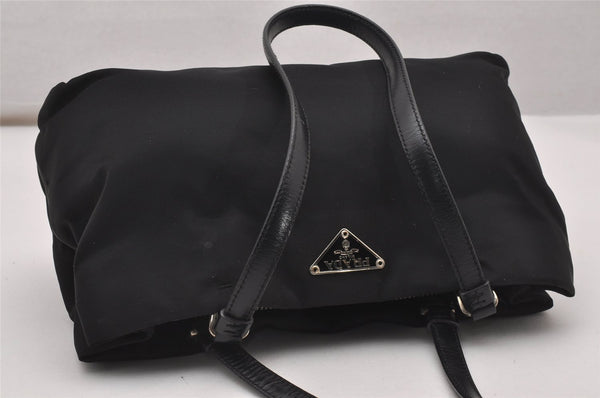 Authentic PRADA Nylon Tessuto Leather Shoulder Hand Bag Purse Black 2654J