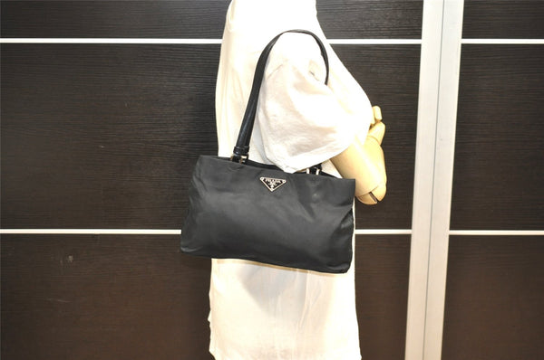 Authentic PRADA Nylon Tessuto Leather Shoulder Hand Bag Purse Black 2654J