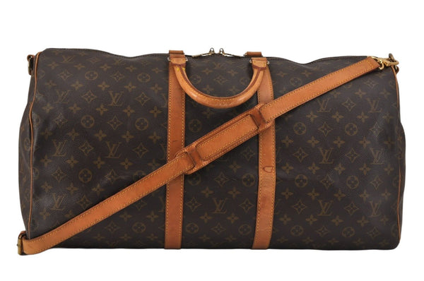 Authentic Louis Vuitton Monogram Keepall Bandouliere 55 M41414 Boston Bag 2654K