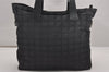 Authentic CHANEL New Travel Line Shoulder Tote Bag Nylon Leather Black 2655J