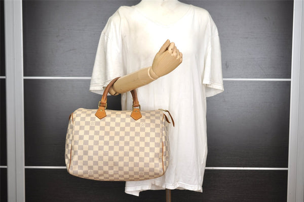 Authentic Louis Vuitton Damier Azur Speedy30 Hand Boston Bag N41533 LV 2657I