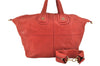 Authentic GIVENCHY Vintage Leather 2Way Shoulder Tote Bag Red 2659K