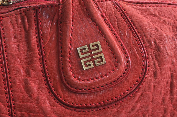 Authentic GIVENCHY Vintage Leather 2Way Shoulder Tote Bag Red 2659K