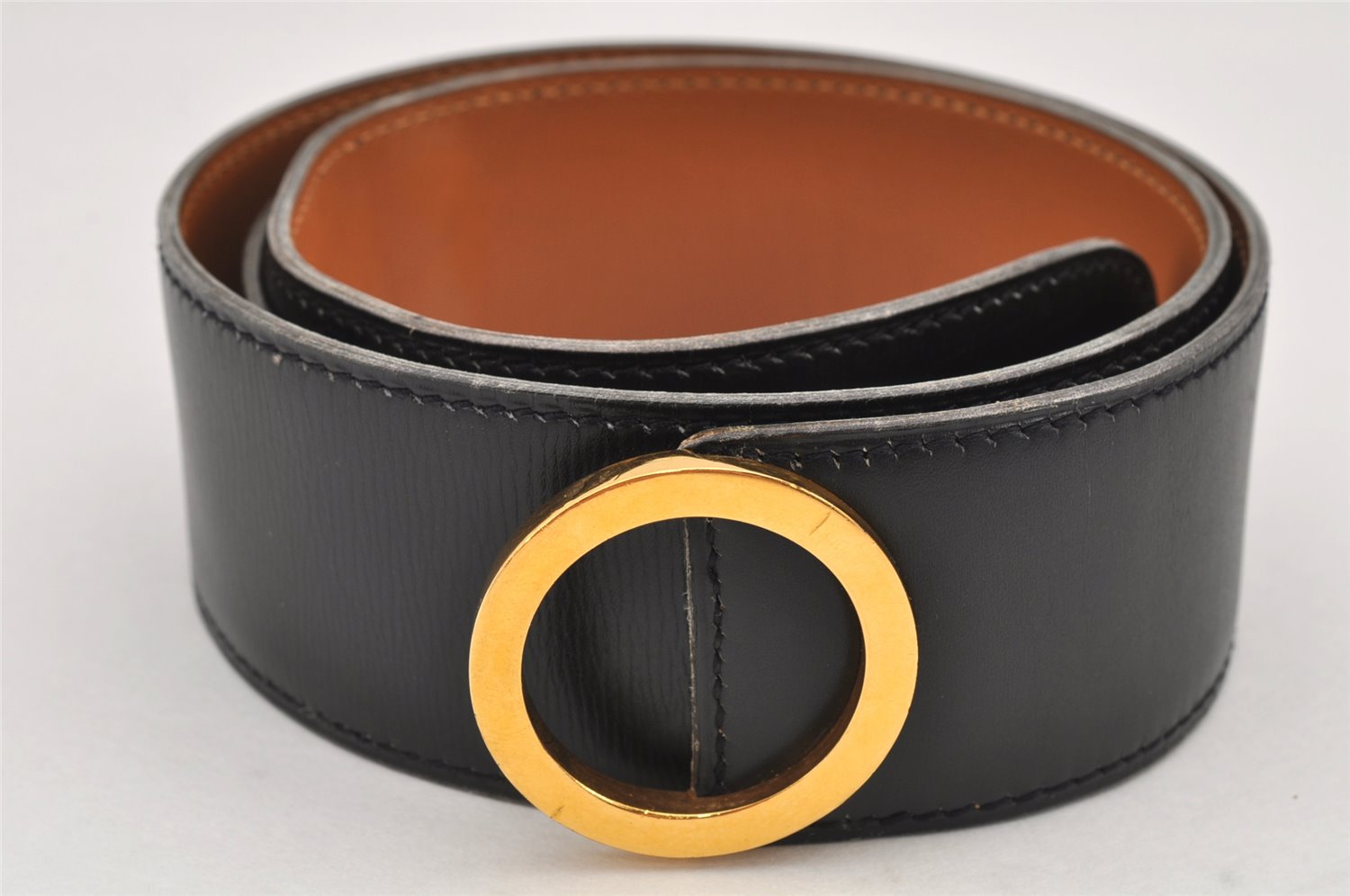 Authentic HERMES Vintage Leather Belt Size 24.6-26.6