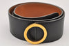 Authentic HERMES Vintage Leather Belt Size 24.6-26.6" Black Brown 2660K