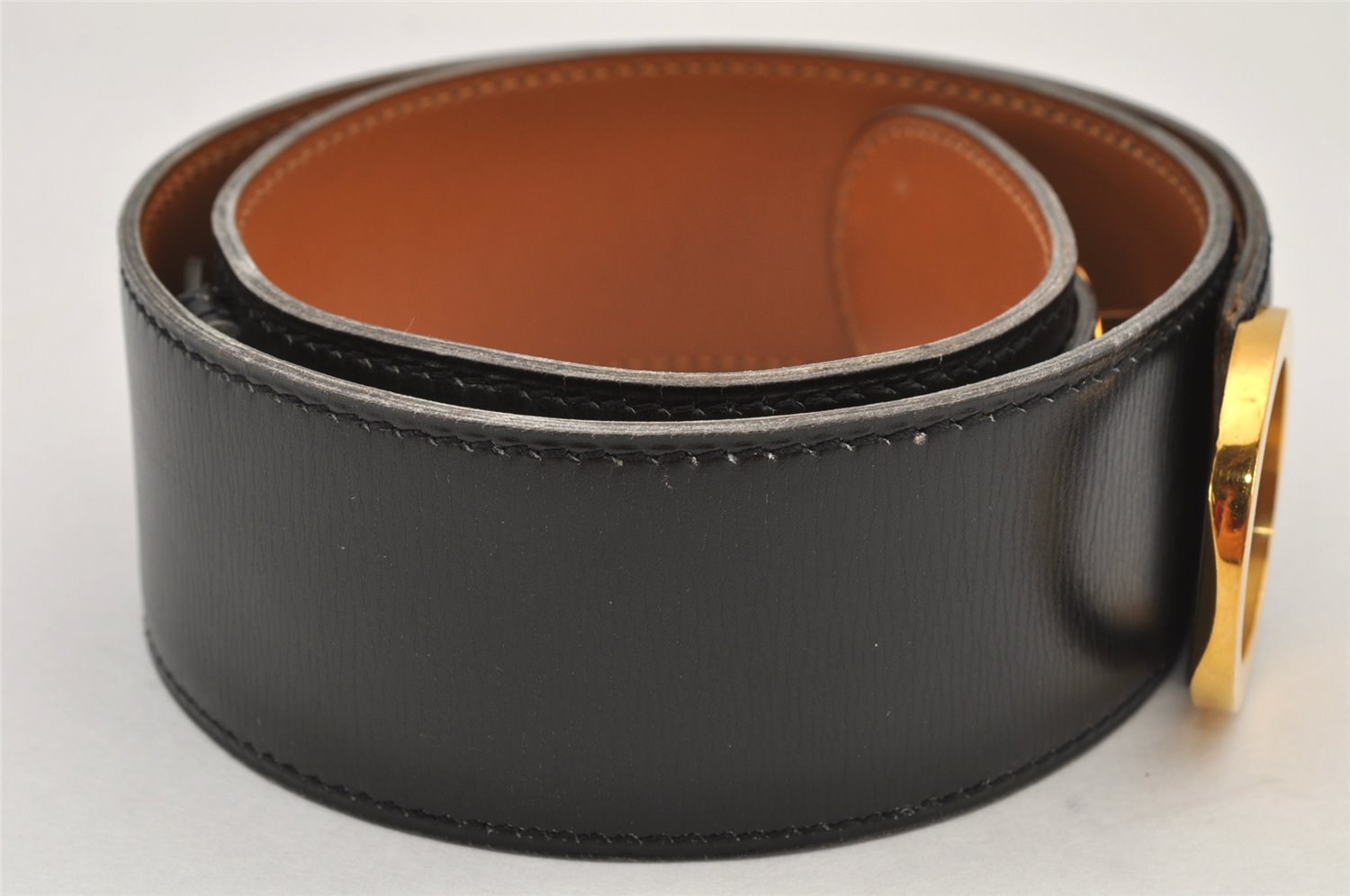 Authentic HERMES Vintage Leather Belt Size 24.6-26.6