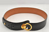 Authentic HERMES Vintage Leather Belt Size 24.6-26.6" Black Brown 2660K